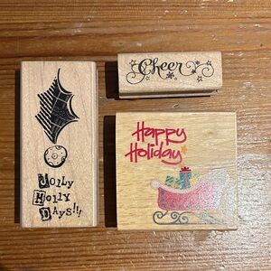 Lot of 2 Holiday Rubber Stamps for Scrapbooking, Journaling and Crafts